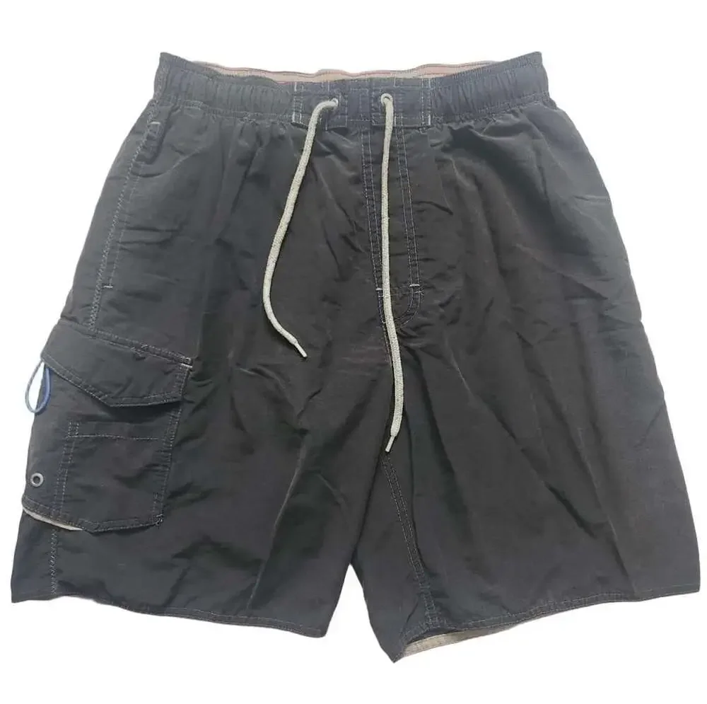 Vintage Y2K No Bad Days Board Shorts Size S Gray Cargo Swim Trunks